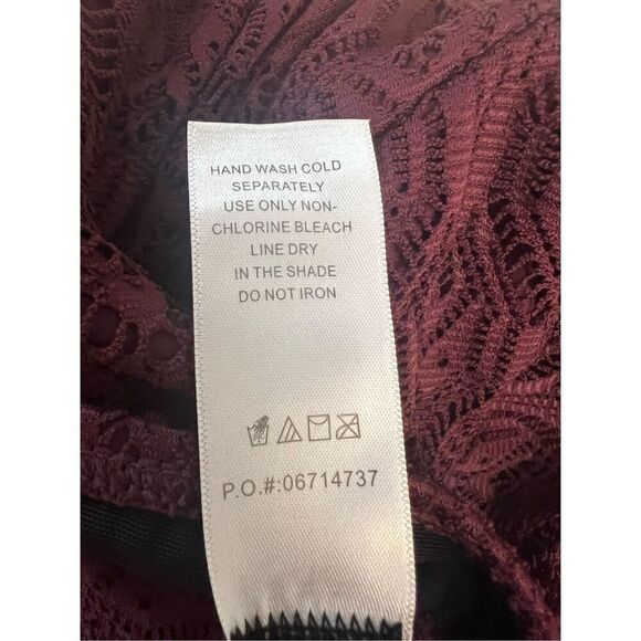 Swimsuits For All Wine Crochet Side Slit V-Neck Swim Dress Plus Size 32 Burgundy - Picture 13 of 13